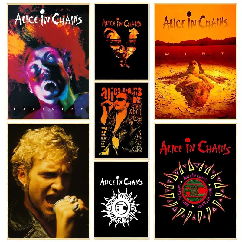 Band Alice in Chain โปสเตอร์ A3 วาดห้องนอนห้องนั่งเล่น Wall Bar โปสเตอร์ห้องรับประทานอาหาร