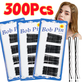 60/180/300 ชิ้นสุภาพสตรีพื้นฐานกิ๊บติดผมโลหะสีดํา-ที่มองไม่เห็น Waved Bobby Pins - สําหรับทุกประเภท