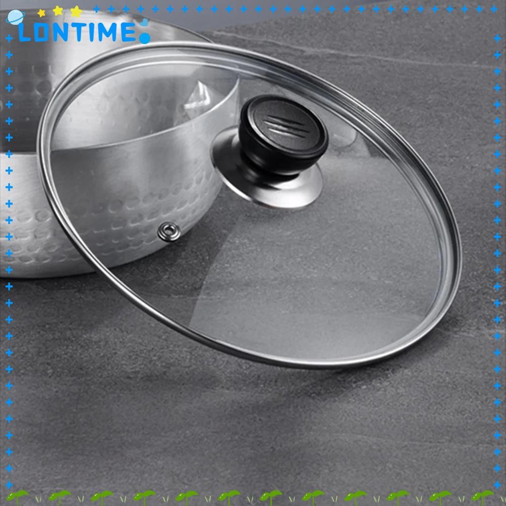 LONTIME ฝาครอบหม้อ, กระจกนิรภัย Universal กระทะฝาครอบ, ทนทานรอบสแตนเลส Anti-scalding ชิ้นส่วนเครื่องครัวอุปกรณ์ครัว