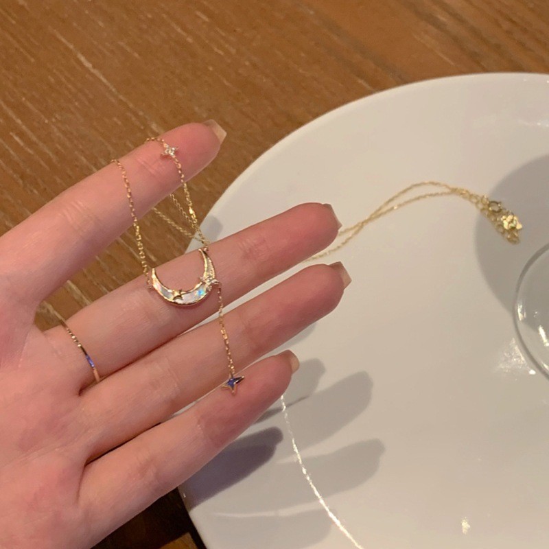 สร้อยคอผู้หญิงจี้พระจันทร์และดาวหรูหรา ITL 1272