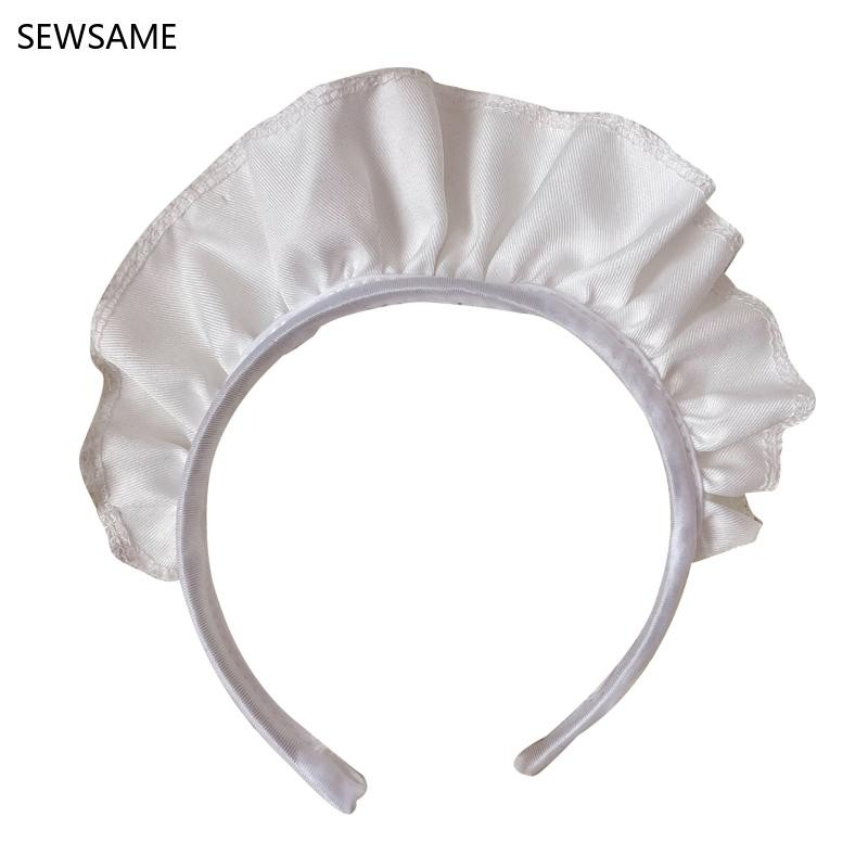 Wide Ruffle Headbands for Women Cosplay White Maid Headwear Gothic Accessories