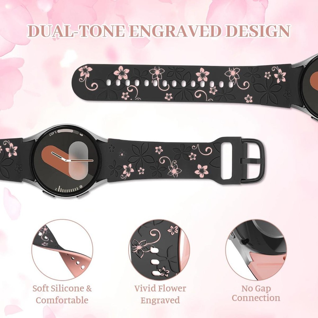 แกะสลักสําหรับ Samsung Galaxy นาฬิกา 7/5 Pro/4 6 40 มม.44 มม.6Classic 43 47 มม.ซิลิโคนกีฬาไม่มีช่องว่างสร้อยข้อมือ correa Galaxy นาฬิกา 7 FE 40 มม.สายรัด - รูปที่ 2