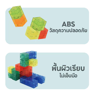 BHQ บล็อกอาคารแม่เหล็ก แม่เหล็กทั้ง 6 ด้าน สี่เหลี่ยมจัตุรัส 2.1*2.1*2.1cm ใส/สีทึบ ของเล่นเด็ก