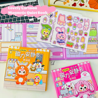 ของเล่น ใหม่การ์ตูนแม่เหล็กเงียบหนังสือตลกบ้านตุ๊กตาฉากสติกเกอร์หนังสือ ทําเอง ของเล่นเพื่อการศึกษาสําหรับเด็ก