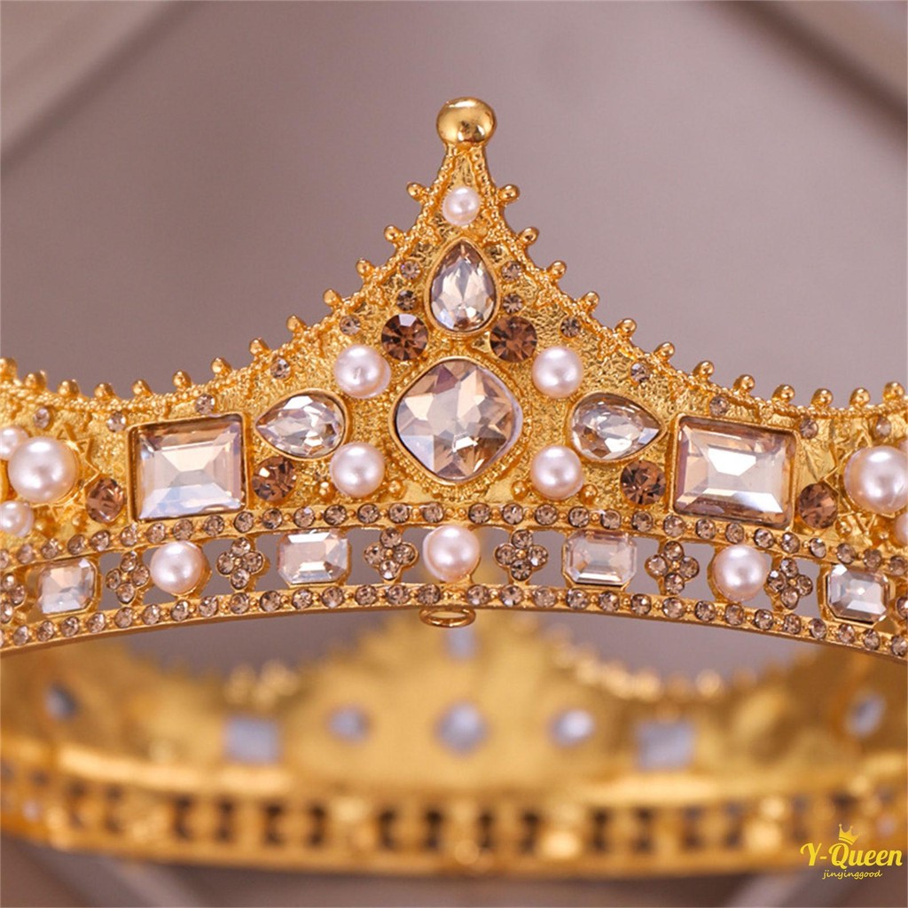 มงกุฎมุกสไตล์ศาลอุปกรณ์ผมบาร็อคสาว พลอยเทียม รูปที่ 8