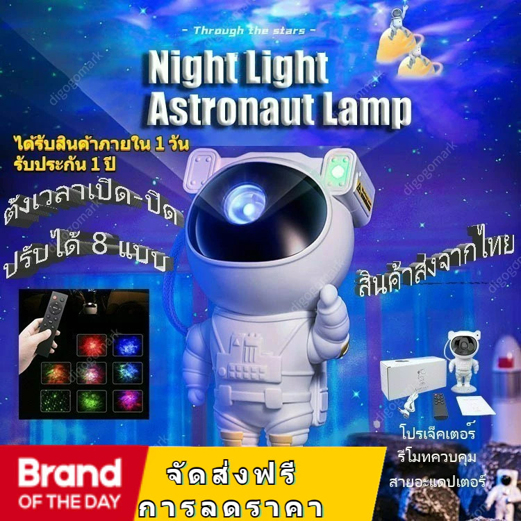 ⚡️มีของพร้อมส่ง⚡️sky projector โคมไฟดวงดาว โคมไฟโปรเจคเตอร์ โคมไฟดาว ไฟตกแต่งห้อง โมเดลนักบินอวกาศ เปลี่ยนท้องฟ้าได้ 8 แ