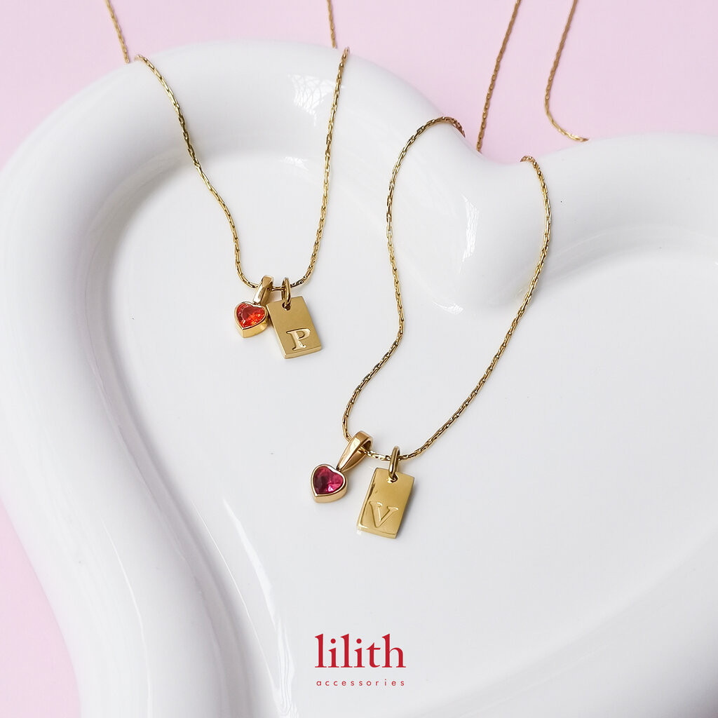 Lilith - Cupid necklace w/ Square letter charm (gold) สร้อยคอ จี้ตัวอักษร