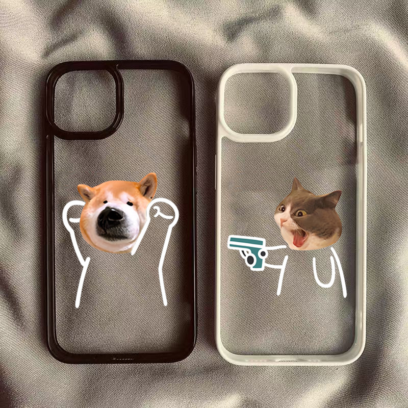 SAMSUNG ปลอกสําหรับSamsung A05S A16 A56 A06 A26 A36 A15 A55 A35 A54 A12 A52 A34 5G A32 แมวน่ารักสุนัขคู่กันกระแทกฝาครอบซิลิโคนใส