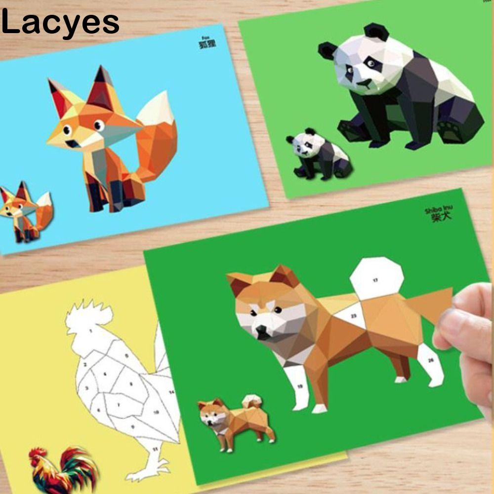 LAYES 3D เรขาคณิตสติกเกอร์หนังสือ, Montessori Handmade DIY วางวัสดุชุด, Kawaii ของเล่นเพื่อการศึกษารถกระดาษสัตว์สติกเกอร์หนังสือเด็กวัยหัดเดิน