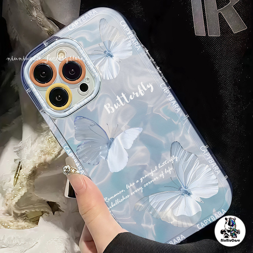 🚚จัดส่งในพื้นที่🚚 เคสไอโฟน สวย น่ารัก ดอกไม้ผีเสื้อ สําหรับ IPhone16 15 14 13 12 Plus 11 Pro 16 Promax X XR XS Max เคส