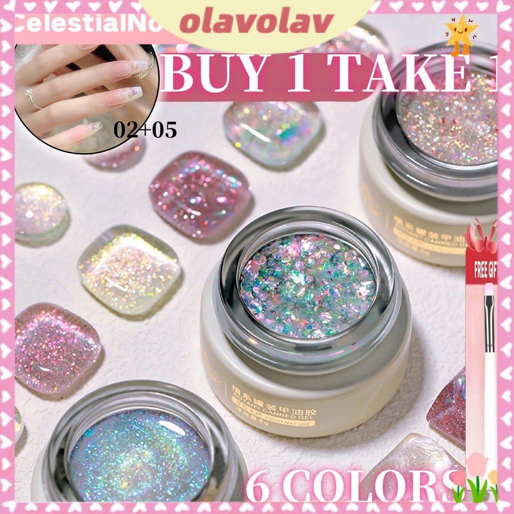 【ของขวัญฟรี】Annies Flash Nail Glue Polish New Aurora Opal Cloud Brocade Sequins Diamond Gel Nail Art