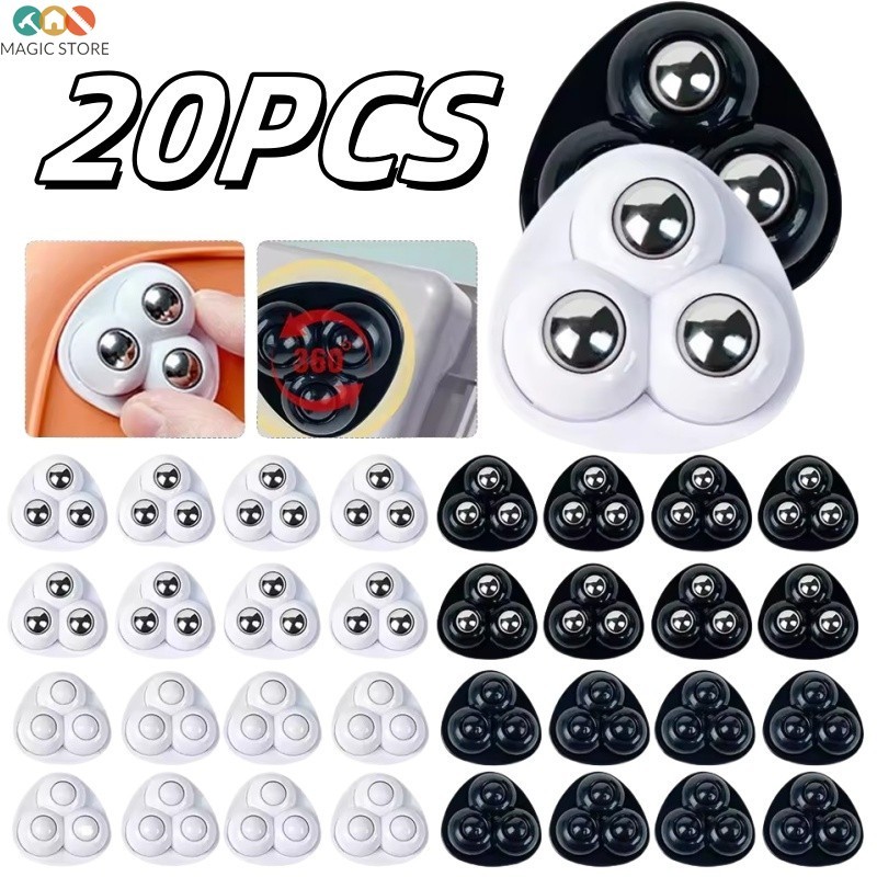 [บ้าน]รอกกาวในตัว 4-20 ชิ้น / รอก 360° ล้อหมุน / กล่องเก็บของในครัวเรือนอุปกรณ์เสริมฐานมือถือ /ล้อสากลสามลูกปัดลูกรอกลูกใบ้