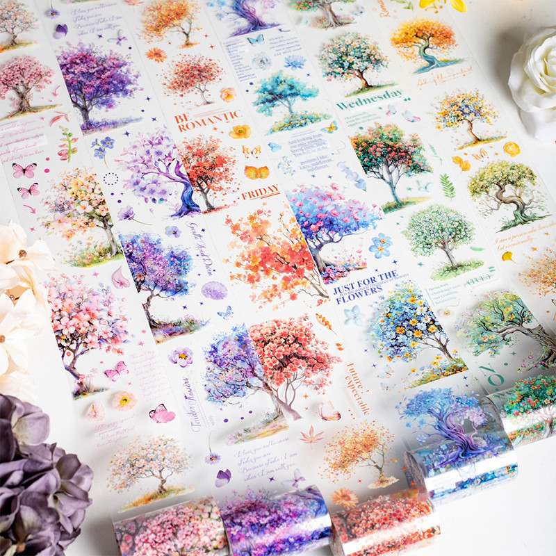 Journal GO 6x200 ซม.ป่าของ Blossoms สติกเกอร์เทปสําหรับของขวัญการ์ดโทรศัพท์แล็ปท็อป Collage Junk Journal Scrapbooking ตกแต่งสติกเกอร์