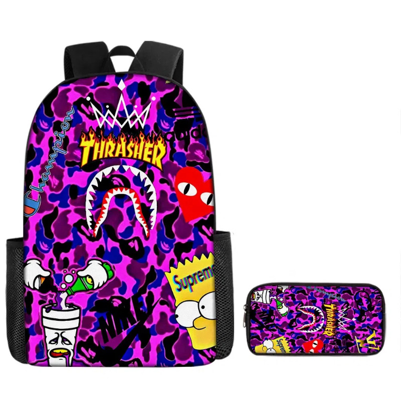 2 ชิ้น/ชุด กระเป๋านักเรียนเด็ก + กระเป๋าดินสอ Shark 3D การ์ตูน กระเป๋าเป้สะพายหลัง น้ําหนักเบากันน้ํา backpack - รูปที่ 6