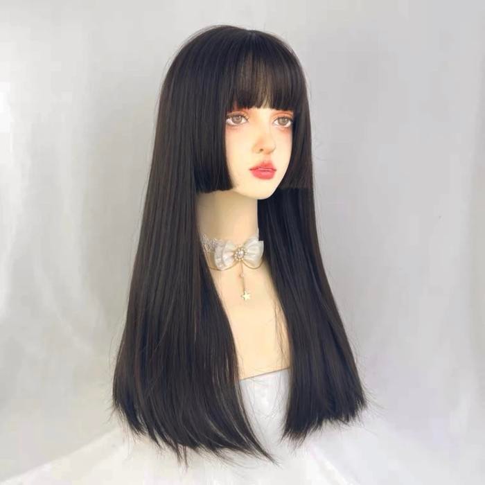 Aegyoshoppe - T41B วิกผมสไตล์เกาหลีเต็ม Hime Cut 55-60cm - ชาดํา