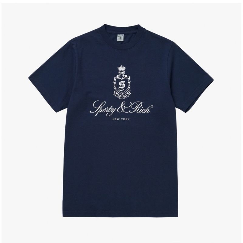 Cotton 100% sporty & rich Top เสื้อยืดแขนสั้นพร้อมสต็อก
