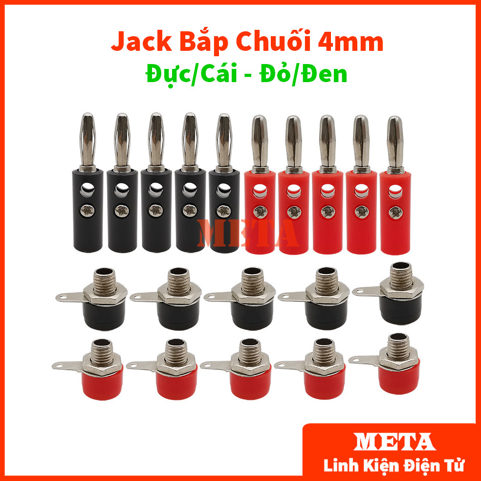 Banana Jack 4mm ตัวผู้ ตัวเมีย สีดํา แดง - Jack JS910 4mm - Jack JS910 สั้นและยาว