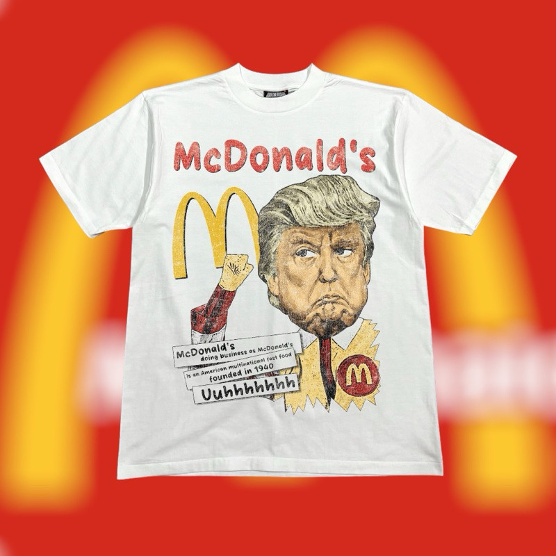 JDD-T SHIRTMC เสื้อยืดเข้ารูป McDonald สีขาว จัดส่งด่วน ไม่จำกัดเพศ