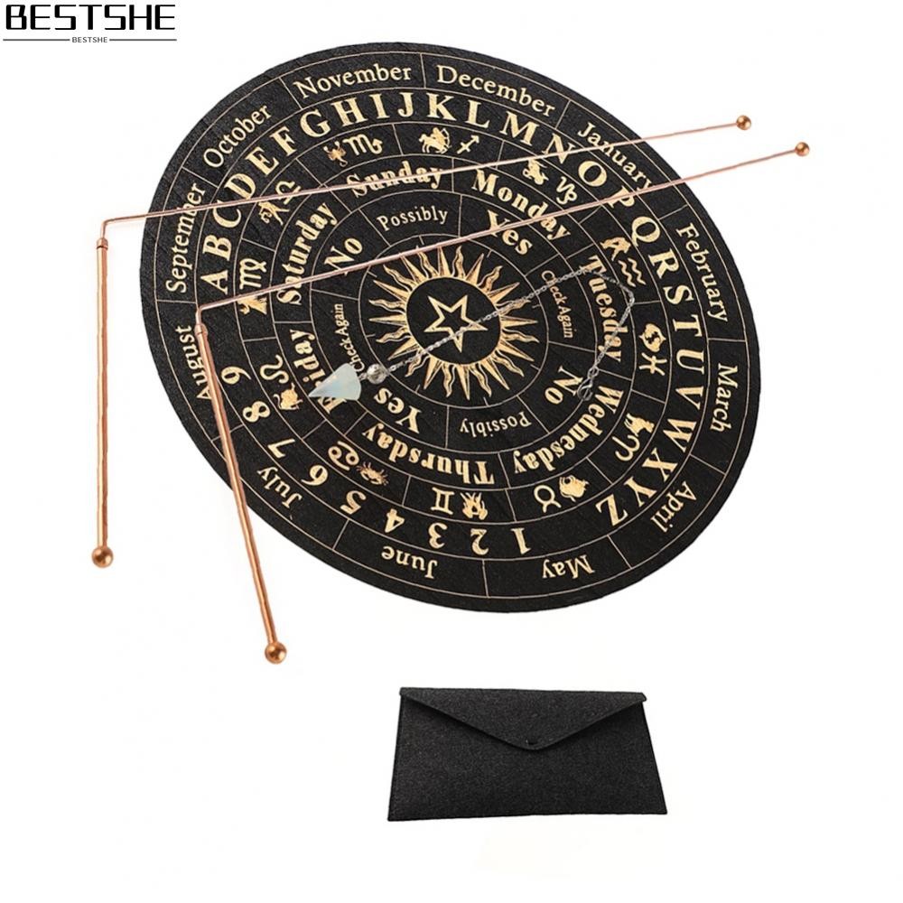 {bestshe}99.9%Copper Dowsing Rods-2-Piece Dowsing Rod + Dowsing Pendulum+ Scrying Mat Set