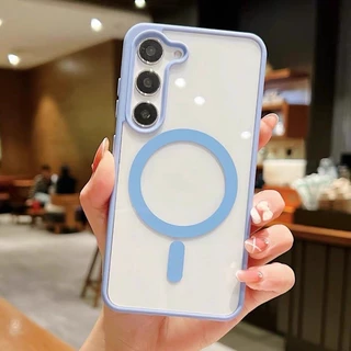 SAMSUNG หรูหราอะคริลิคแม่เหล็กสําหรับ ซัมซุง กาแลคซี ก15 16 35 36 55 56 17 26 5ก ไร้สายชาร์จกันน้ําลื่นฝาครอบโทรศัพท์