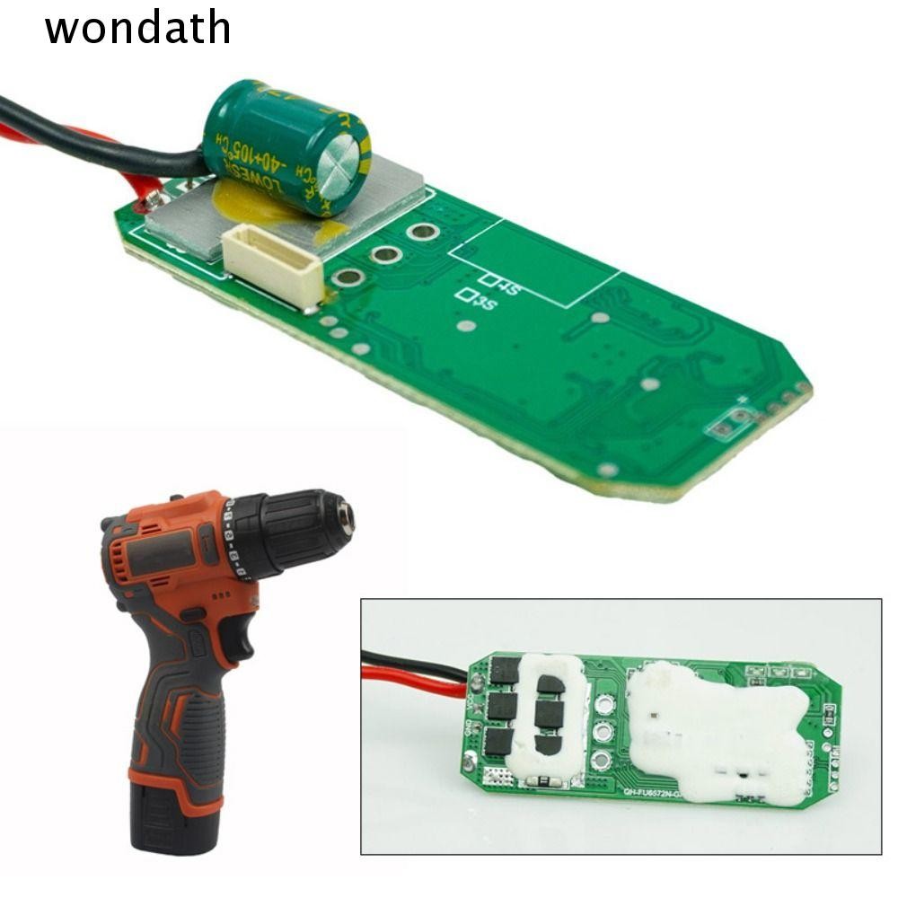 Wonda บอร์ดป้องกันสว่านชาร์จ, ตัวควบคุมสว่าน ABS 12V, โลหะ 6.6*2.5 ซม.แผงวงจรป้องกันเครื่องมือไฟฟ้า