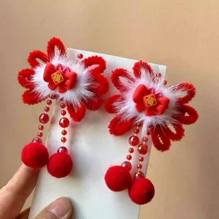 แฟชั่น1ชิ้นปีใหม่สีแดงเด็กเด็กจีนบอล ชม. หูฟัง เครื่องประดับผม