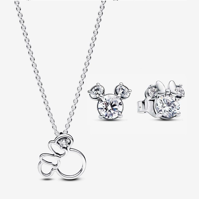 925 Silver Minnie Mouse Silhouette Collie สร้อยคอ