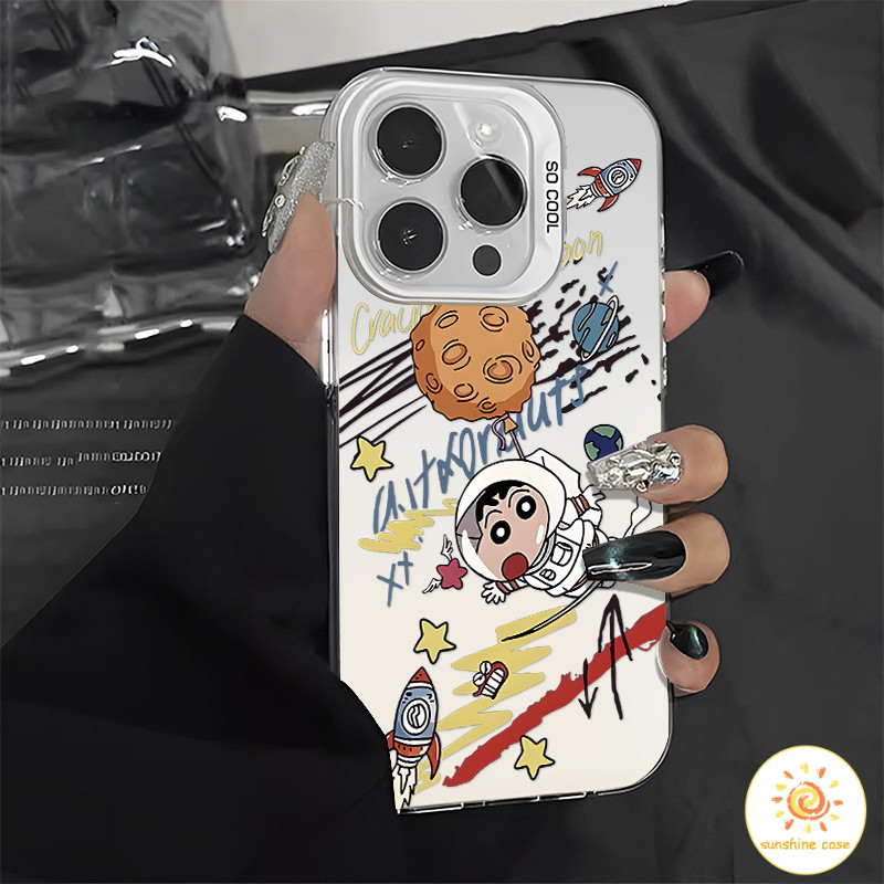 GOOD เคส iPhone โลหะสุดสร้างสรรค์จากแบรนด์ Astronaut 03ไอโฟน11 For iPhone12 13 14 15Pro MAX X XS XR XS 6 7 8Plus SE2020