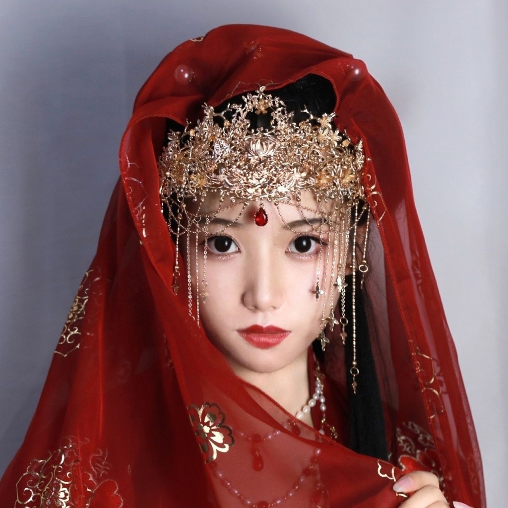 ชม. อันฟู่ ชม. หูฟัง มงกุฎชั่วร้ายพู่แต่งงาน ชม. หูฟัง เจ้าสาวปรารถนามงกุฎอุปกรณ์โบราณเจ้าสาวนางฟ้า汉服头饰上 新款太阳台配饰新款女秋装饰 11.27