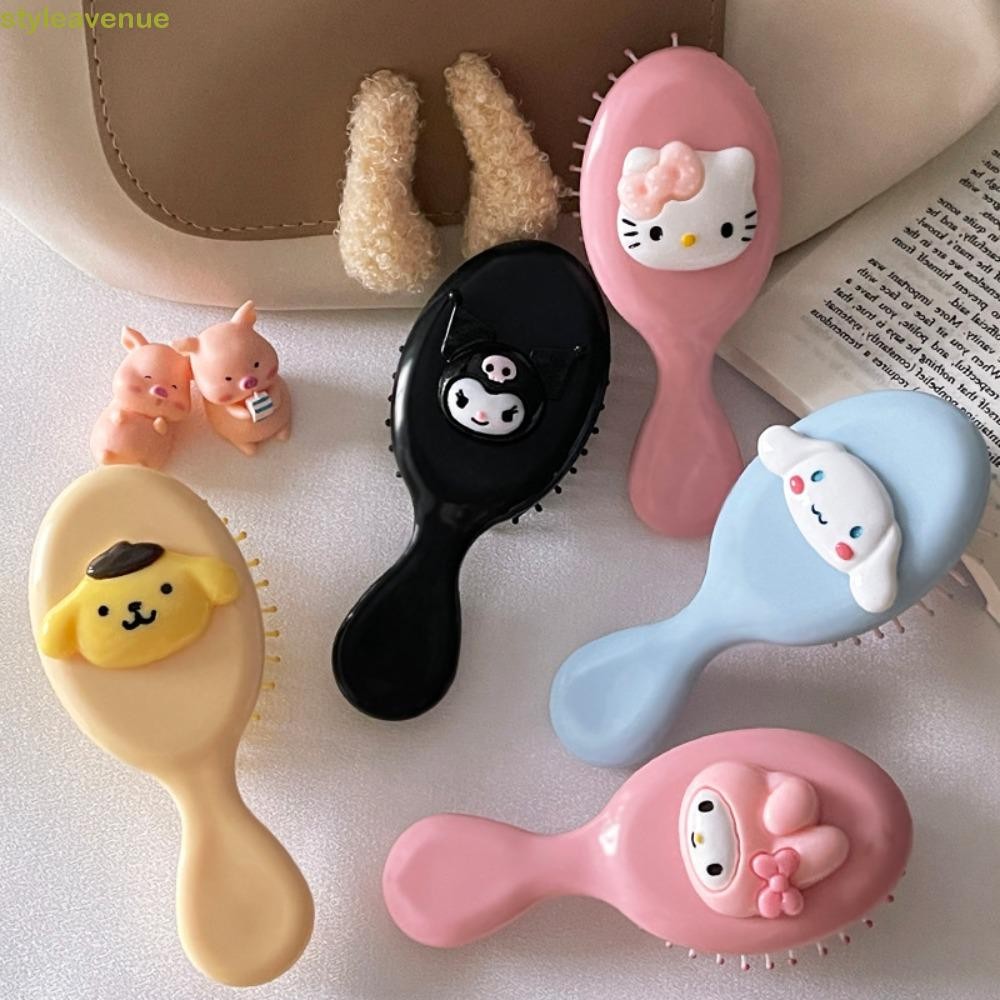 Styleavenue หวีเบาะลมการ์ตูน, Kuromi Cinnamoroll น่ารักแบบพกพาหวี, Hair Care Anti Knot หวีนวดหนังศีรษะสาวหัวใจกระเป๋าแปรงผมของขวัญ