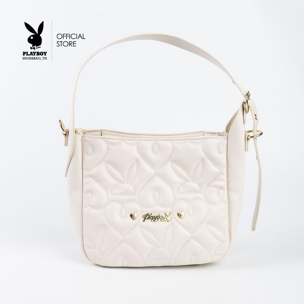 PLAYBOY รุ่น Sweet heart กระเป๋าสะพายข้างผู้หญิง รหัส ST-B244PB587 ดีไซน์ทรงHobo Bag 2สี Lavender และ Ivory White