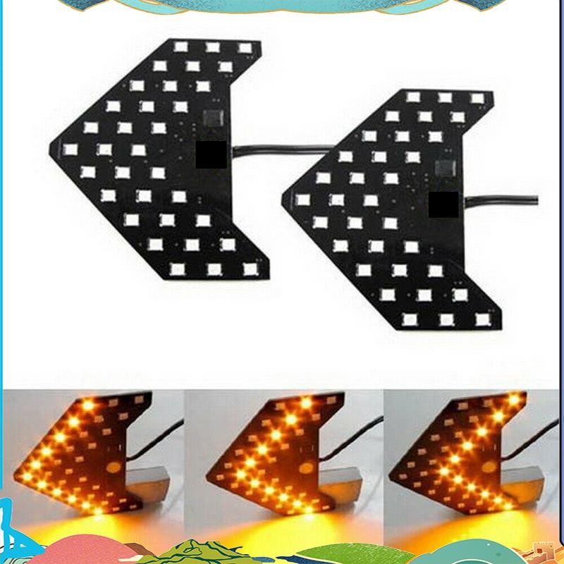 2 ชิ้นสีเหลืองอําพันสีเหลือง 33-SMD ลูกศร LED ตามลําดับสําหรับไฟเลี้ยวกระจกมองข้างรถยนต์
