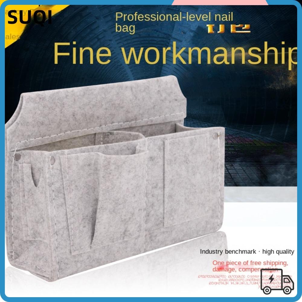 Suqi กระเป๋าคาดเอว ผ้ากันเปื้อน 2 ช่อง พร้อมเข็มขัด สีเทา สําหรับช่างไฟฟ้า