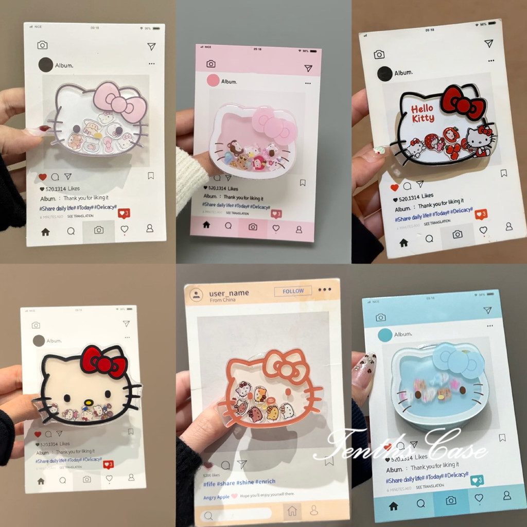Ins Shake Bracket Hello Kitty Cat การ์ตูน Labubu สําหรับโทรศัพท์มือถือกรณีต่างๆสนุกแมวสุนัขแบบพกพาพับถุงลมนิรภัย Bracket Holder ขาตั้งอุปกรณ์เสริมโทรศัพท์