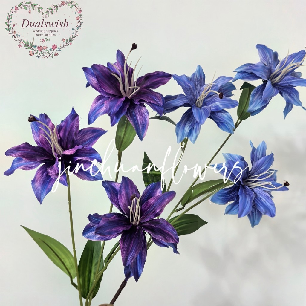 Dualswish ใหม่ 3D พิมพ์ Lily ดอกไม้จําลองสําหรับงานแต่งงานและตกแต่งบ้านตกแต่ง Lily การถ่ายภาพ Props วัสดุดอกไม้