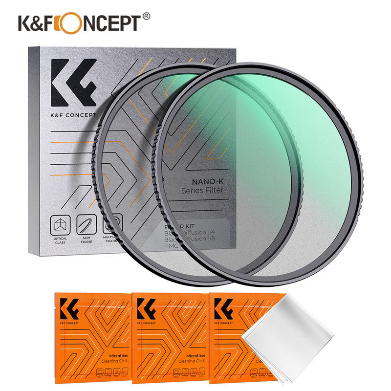 K&F Concept Filter Set 1/4 1/8 Black Mist Diffusion Filter Kits 52mm 58mm 67mm 72mm 77mm 82mm 18-Lay