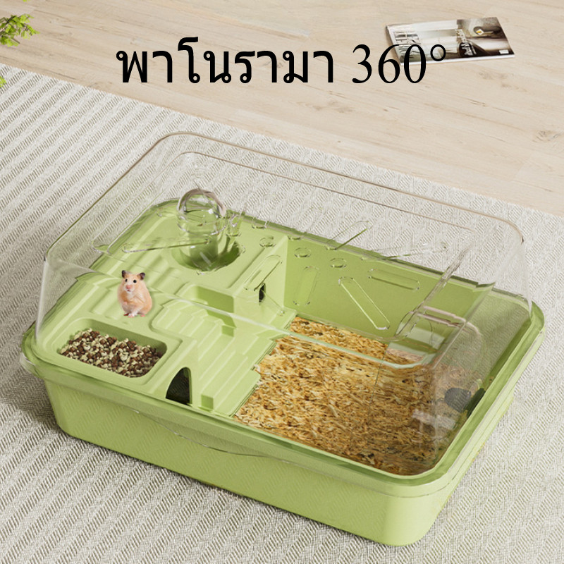 กรงแฮมเตอร์ กรงหนูแฮมเตอร์ขนาดใหญ่ อวกาศคู่ กรงพกพา พร้อมอุปกรณ์ ติดตั้งง่าย วัสดุความปลอดภัย - รูปที่ 3