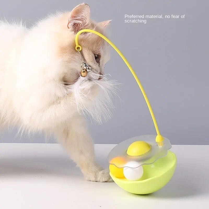 สัตว์เลี้ยง Tumbler ของเล่นแมว Interactive Fluttering สุ่ม Moving Ambush Feather ของเล่น Catnip Ball