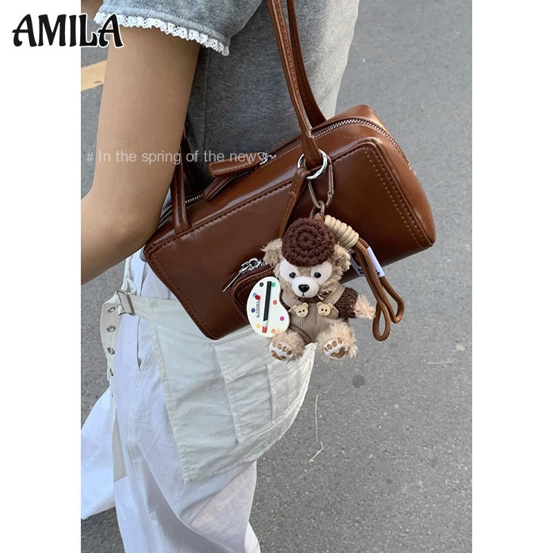 Amila Maillard Color Series Retro Minority Underarm Bag ใหม่เรียบง่ายและอเนกประสงค์ One Shoulder Bowling Bag