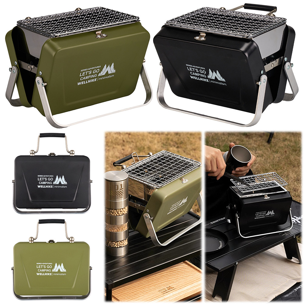 เตาตั้งแคมป์แบบพกพาเตาย่างบาร์บีคิวแบบพับได้สแตนเลสสําหรับทําอาหารกลางแจ้ง