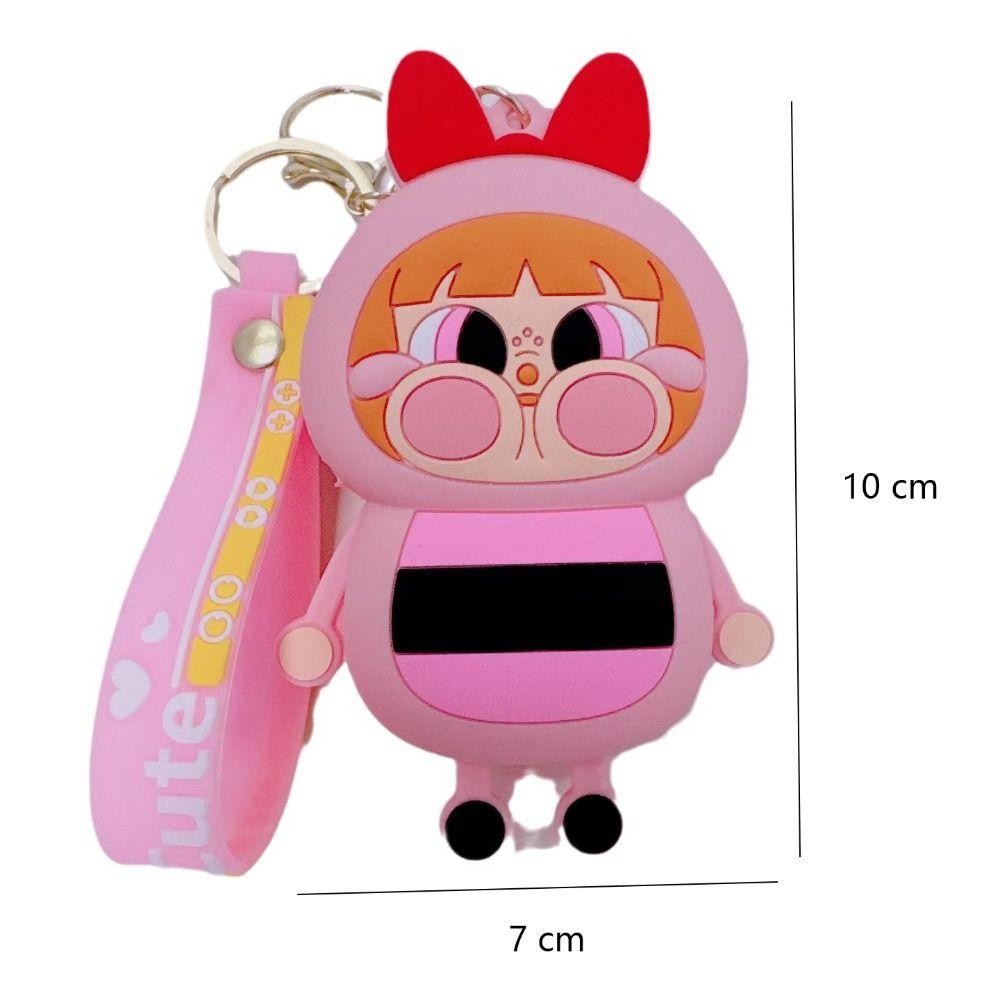 DOHOBBY กระเป๋าสตางค์พวงกุญแจ กระเป๋าซิลิโคน The Powerpuff Girls POP MART กระเป๋าพวงกุญแจการ์ตูน