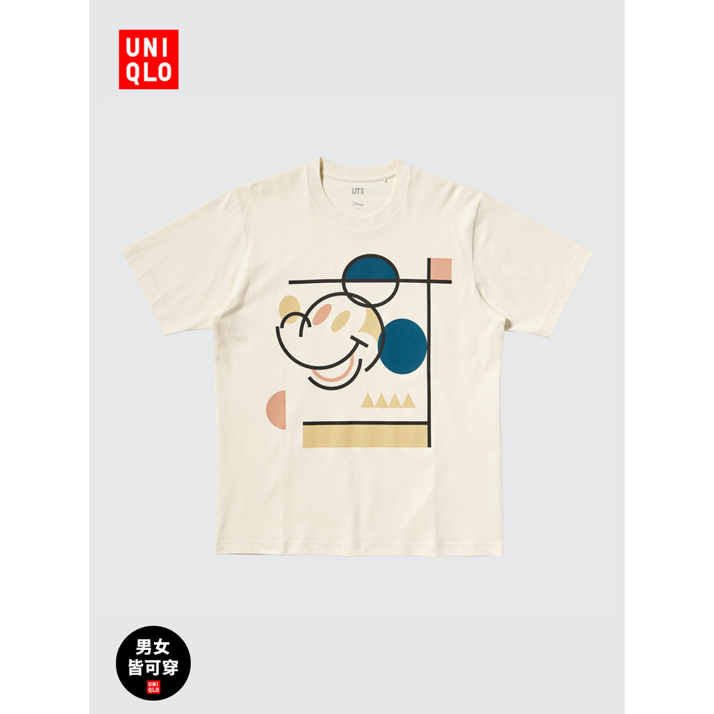 Uniqlo เสื้อยืดแขนสั้นพิมพ์ลาย UT สําหรับผู้ชายและผู้หญิง Mickey Face 478108