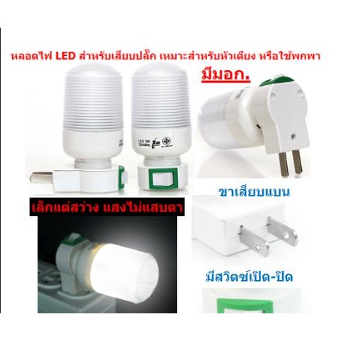 หลอดไฟ LED 3W สำหรับเสียบปลั๊ก ขนาดเล็ก หลอดไฟหัวเตียง หลอดไฟเสียบปลั๊ก หลอดไฟพกพา โคฟไฟพกพา  12ชิ้น