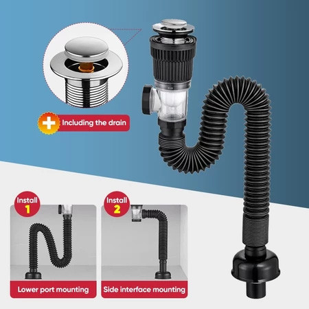 (พร้อมส่ง) สายท่อน้ำทิ้ง ท่อย่น ระบายน้ำ2ทาง ใช้ได้ทั้งอ่างซิงค์และอ่างล้างหน้า กันแมลงและกันกลิ่น