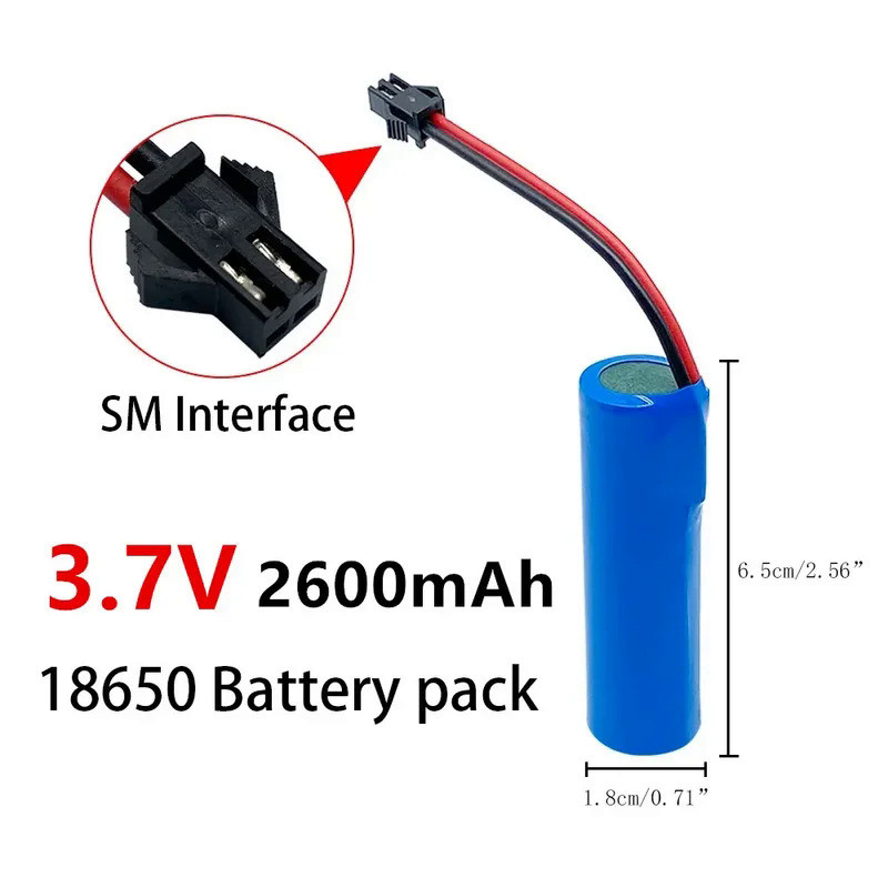 SM plug 3.7V 2600mAh 18650 lithium-ion rechargeable battery remote control helicopter car toy batter
