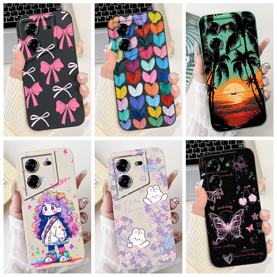 เคสสําหรับ Tecno Pova 5 LH7n / Pova 5 Pro LH8n เคสโทรศัพท์ออกแบบใหม่ Bowknot ผีเสื้อซิลิโคนอ่อนนุ่ม Matte Cover Pova5 4G กรณี