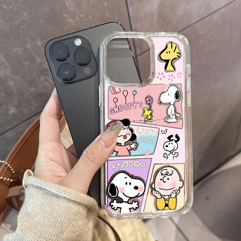 ไอโฟน โปร่งใสและกันกระแทก เปลือกป้องกัน for iPhone 16 15 PROMAX 14 13 PRO 12 11 Pro Max XR XS 7 8Pสนูปปี้