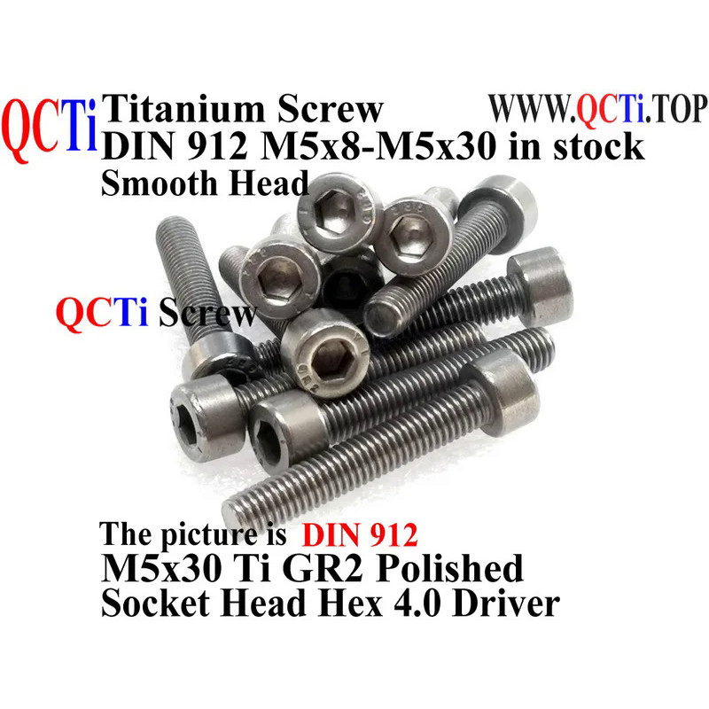 DIN 912 M5 Titanium screw M5x8 M5x10 M5x12 M5x14 M5x16 M5x18 M5x20 M5x22 M5x25 M5x28 M5x30 Socket He