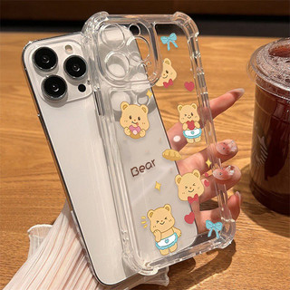 🔥MAX🔥 เคสโทรศัพท์มือถือแบบใส กันกระแทก หมีโบว์for 7 Plus X/XR 11/13/12/14/15 Plus เคสโทรศัพท์