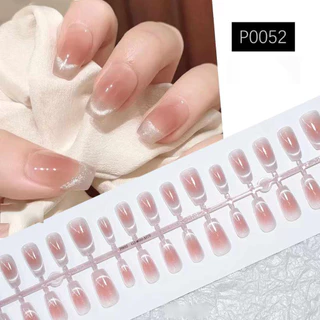 30pcs Cat Eye Series เล็บปลอมสั้นออกแบบธรรมดากดบนเล็บสีชมพู Nude Beige สีม่วง Pure สีนํากลับมาใช้ใหม่ได้